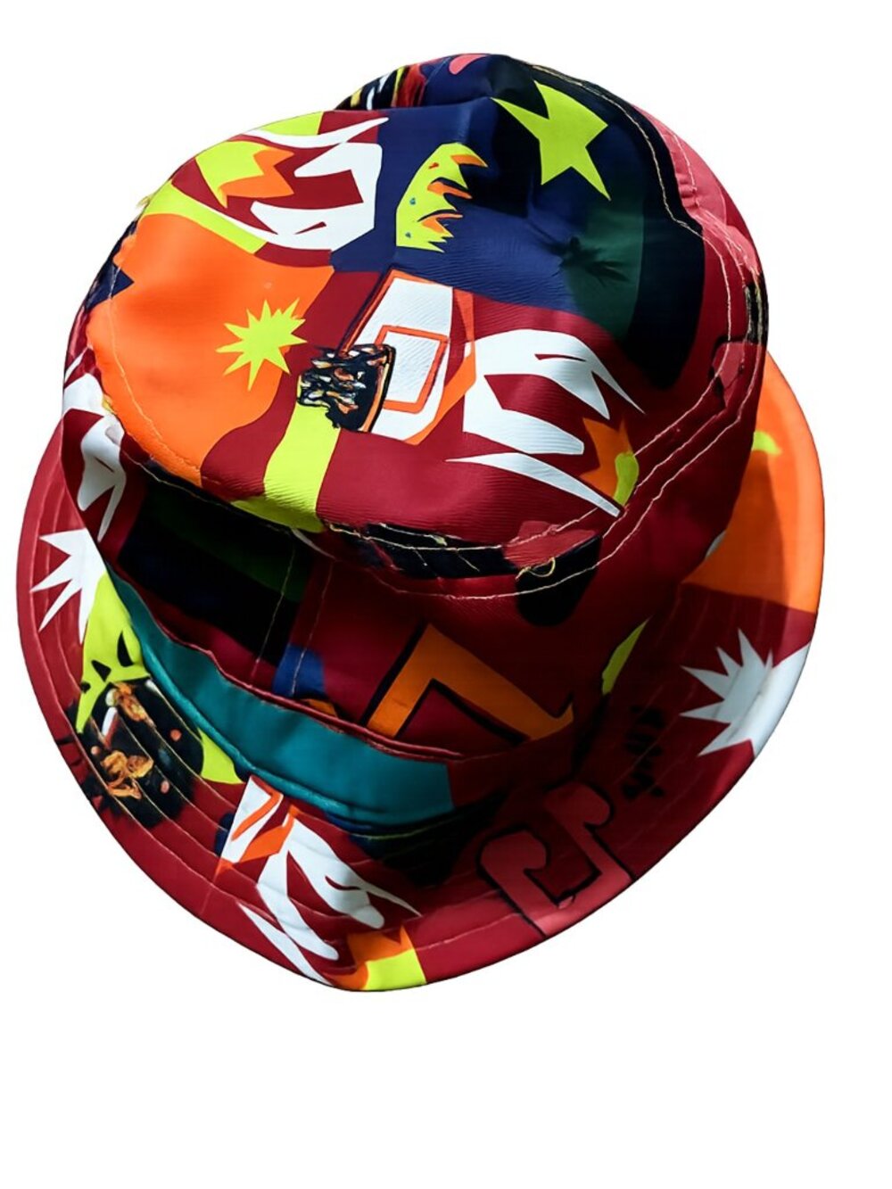 AkOO Multicolor Graphic Bucket Hat - Red, Orange, Yellow, Green, Blue